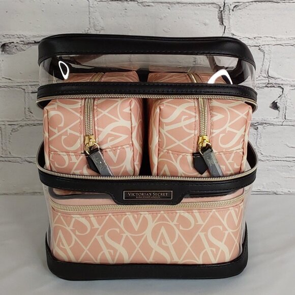 'VICTORIA'S SECRET' LOGO SIGNATURE TRAIN CASE 4 - PIECE SET - Picture 2 of 16